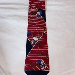Peanuts Red and Navy Football Snoopy Tie